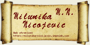 Milunika Nicojević vizit kartica